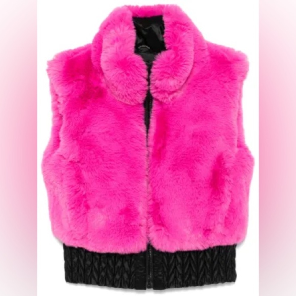 Goldbergh Lina pink faux fur ski vest bodywarmer size 4 XS 34